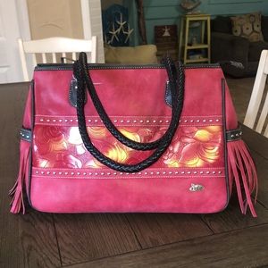 NWOT Justin Boots Western Suede embossed Handbag